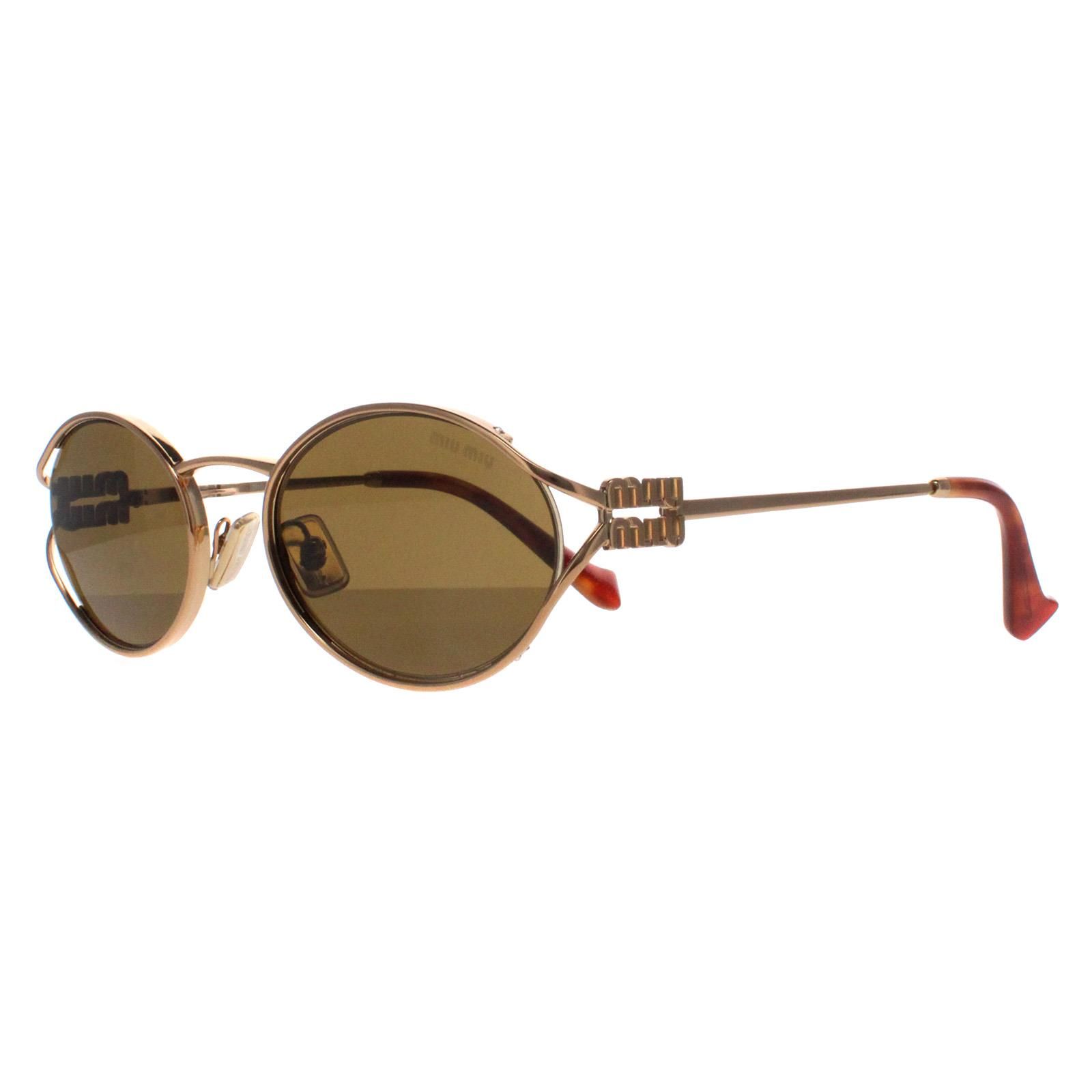 Miu Miu Oval Brass Gold Dark Brown MU52YS