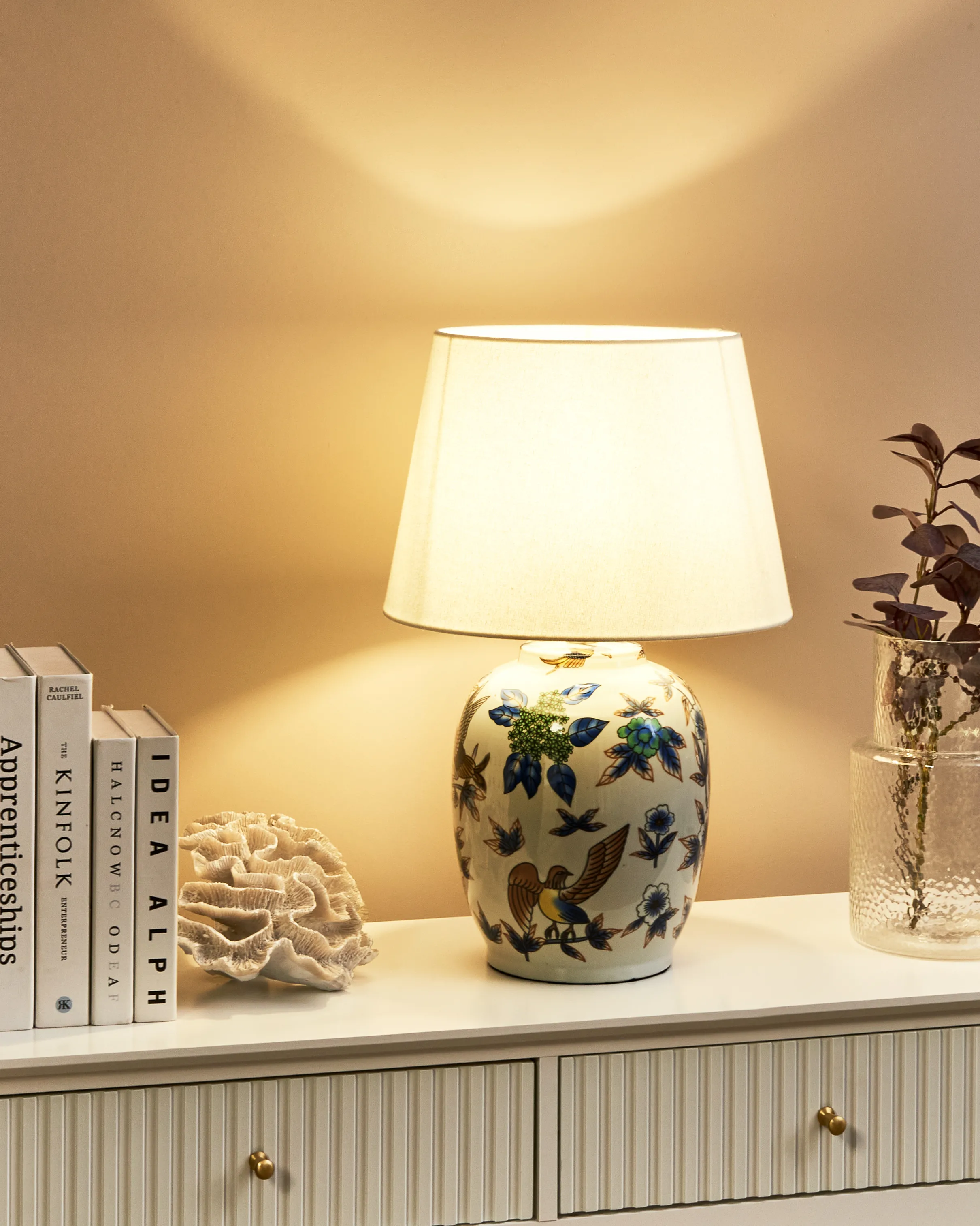 Table Lamp SUNJA Porcelain White/ Blue