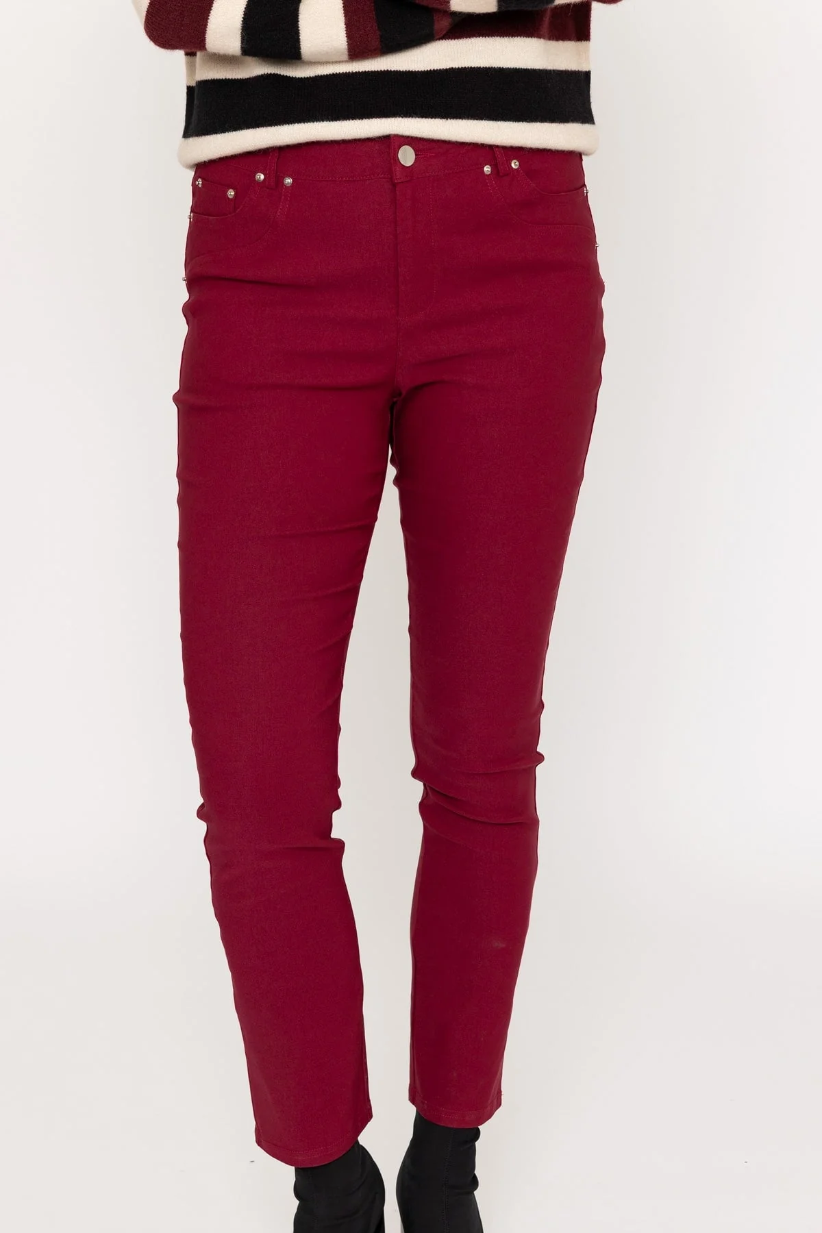 Burgundy Full Length Bengaline Trousers