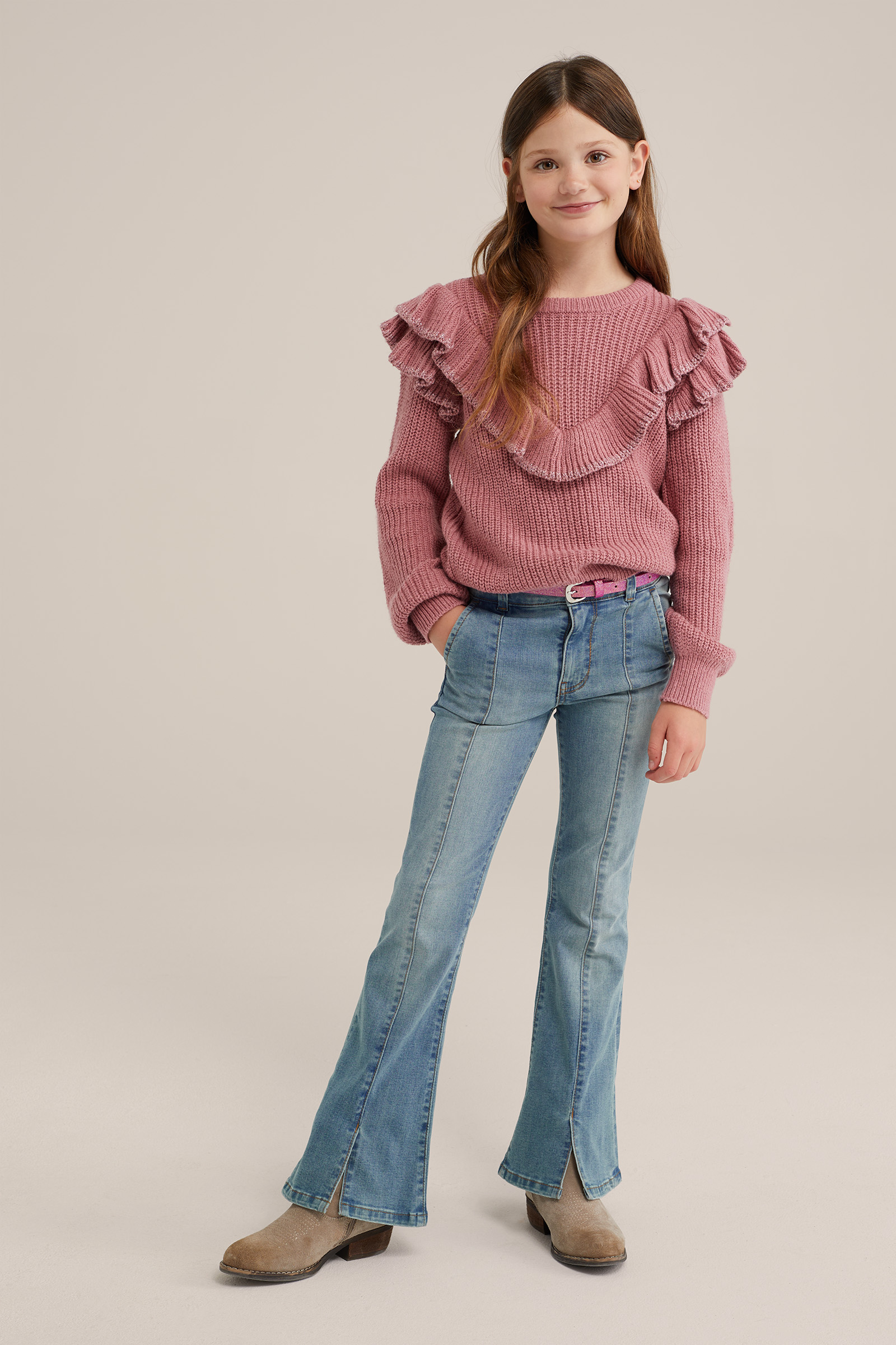 Meisjes flared jeans met stretch