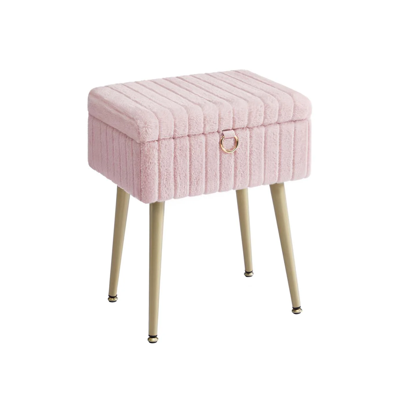 Tabouret de coiffeuse avec rangement et pieds réglables rembourré
