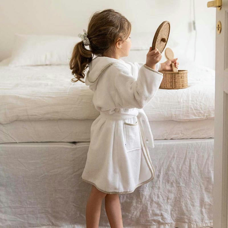 - Peignoir enfant blanc & lin (4-6ans)