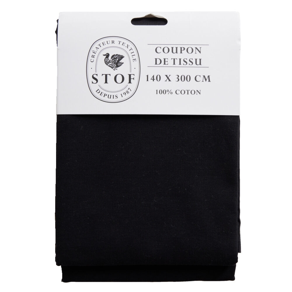 Coupon tissu coton 140x300cm noir