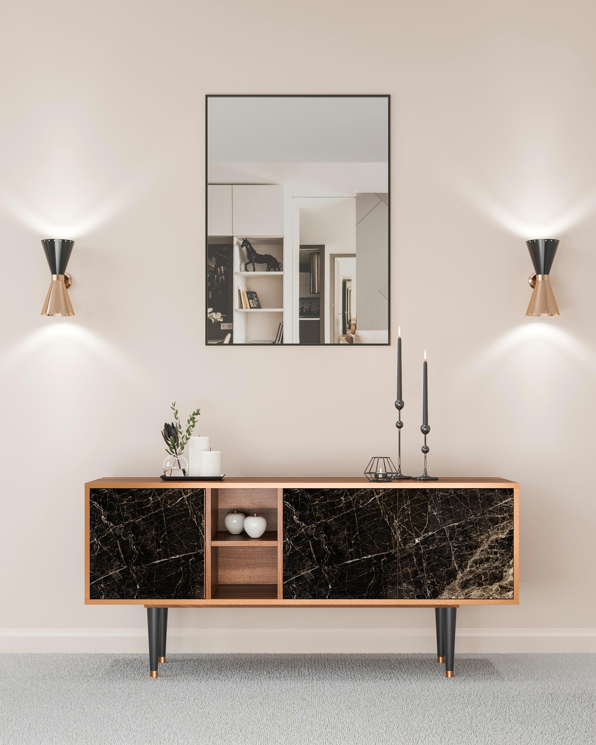 NIGHT ABYSS - Meuble TV  noir 3 tiroirs L 150 cm