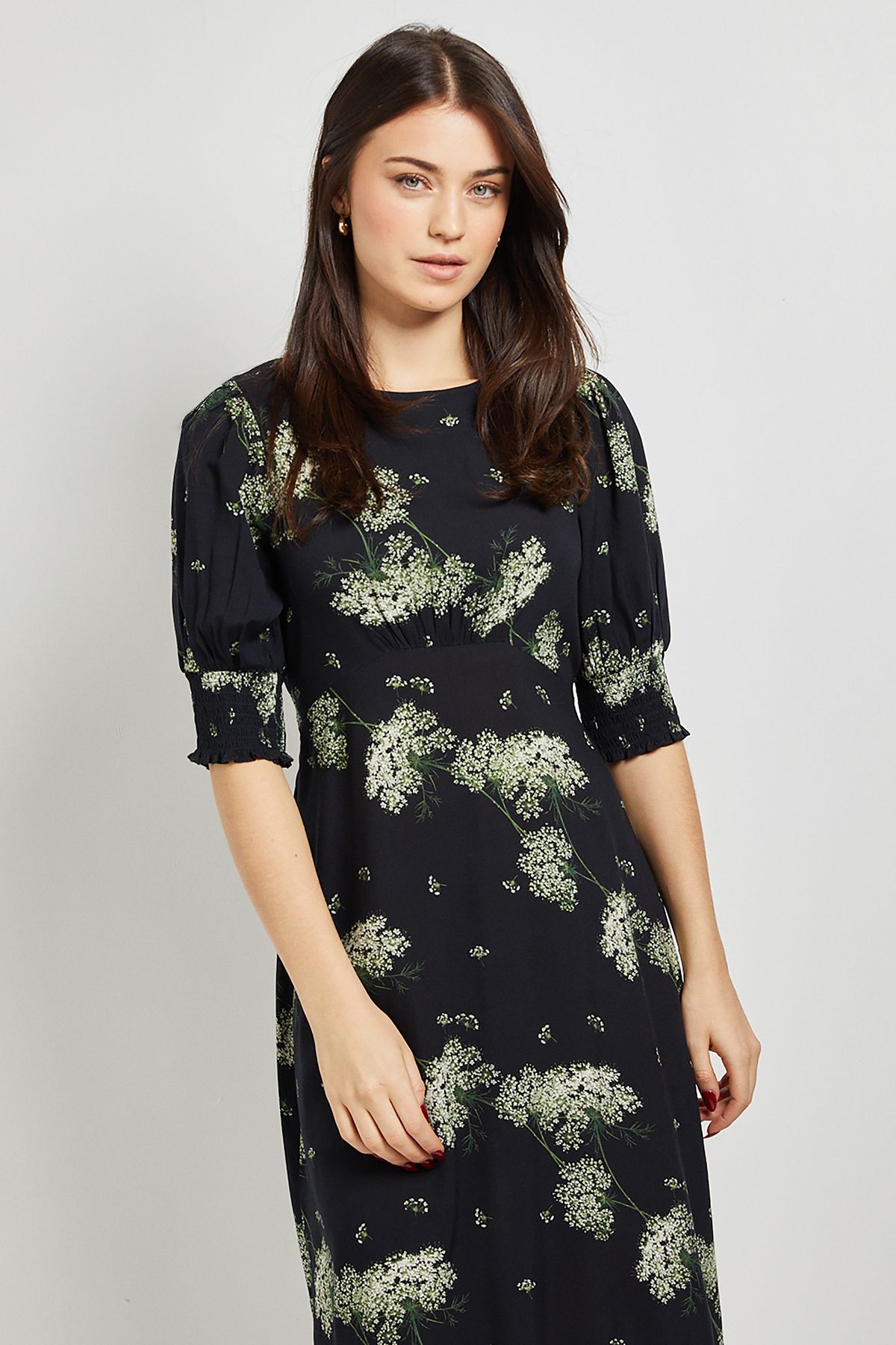 Dorothy Perkins Petite Shirred Cuff Midi Dress
