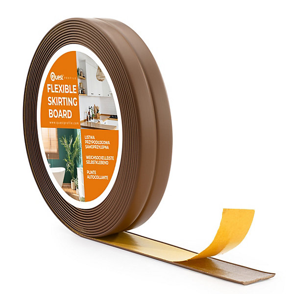 Moulure Souple Auto-Adhésive en PVC 10x10 mm, Plinthe Souple, Bande élastique pour Finitions et étanchéité des Jonctions, bronze,