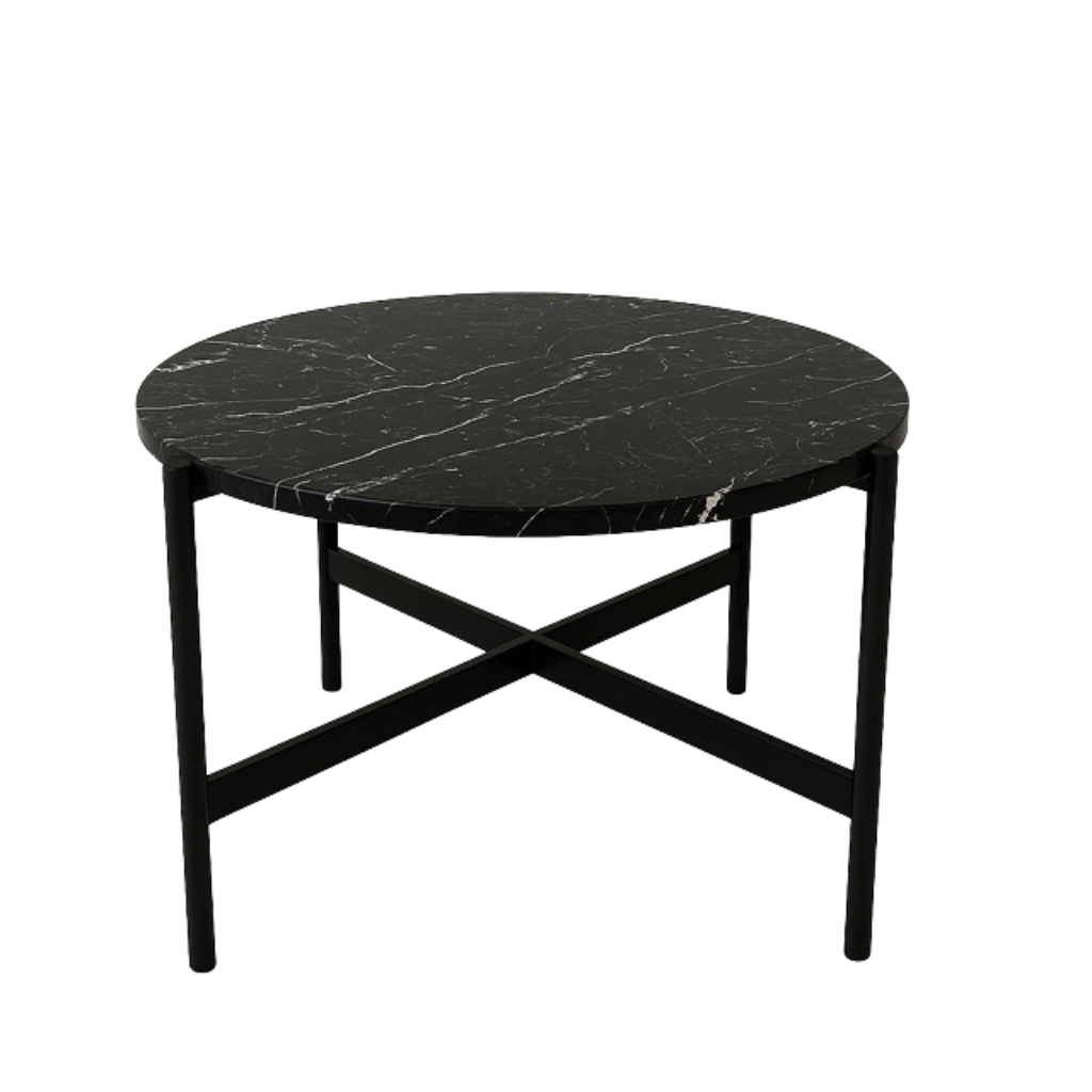 Stolik Kawowy Okrągły z Marmurem Nero Marquina SOLE M - 11