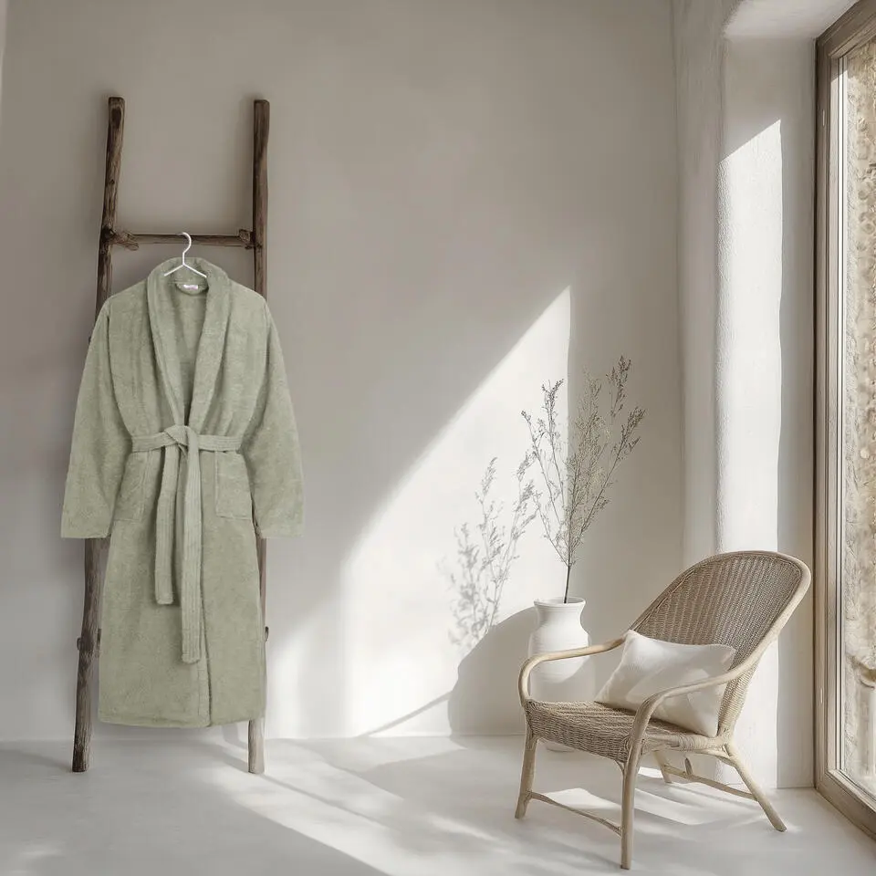 HIP badjas effen kleur - XS/S - Lichtsalie - Badstof