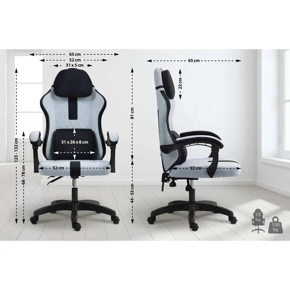 CLP Bureaustoel Miltona zwart Frame - Stof - grijs/zwart