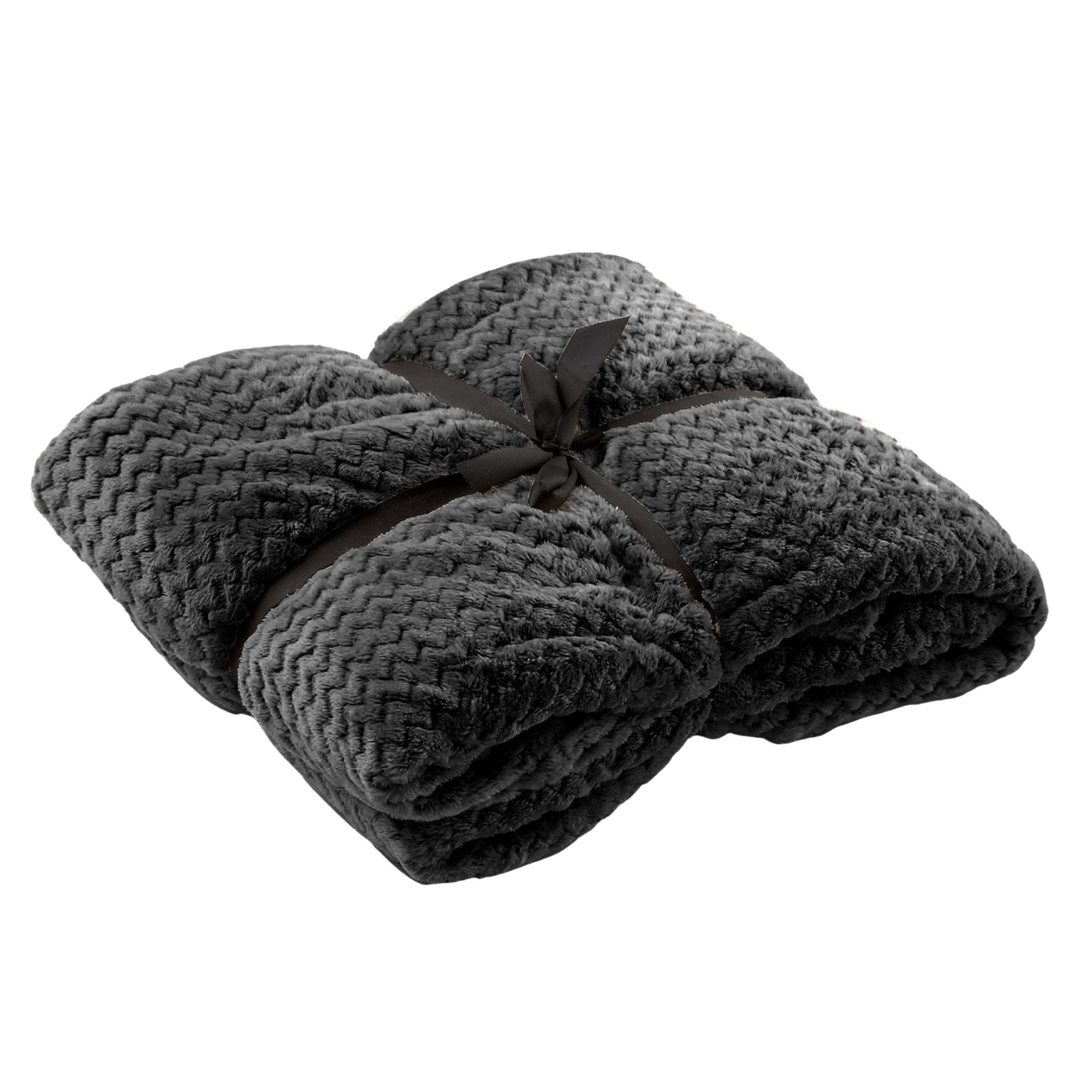 MARA - plaid 150x200 cm - superzachte deken - zigzagpatroon - Charcoal Gray - antraciet