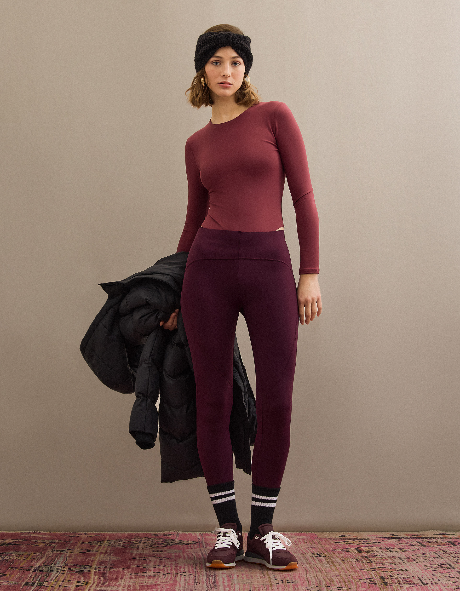 Leggings, Mulher, Vermelho Escuro