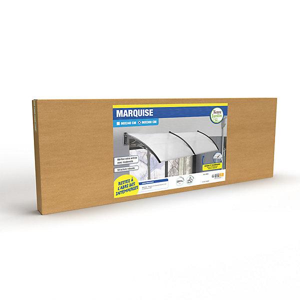 Marquise de porte transparente 300 x 80 cm - Grande couverture - TERRE JARDIN