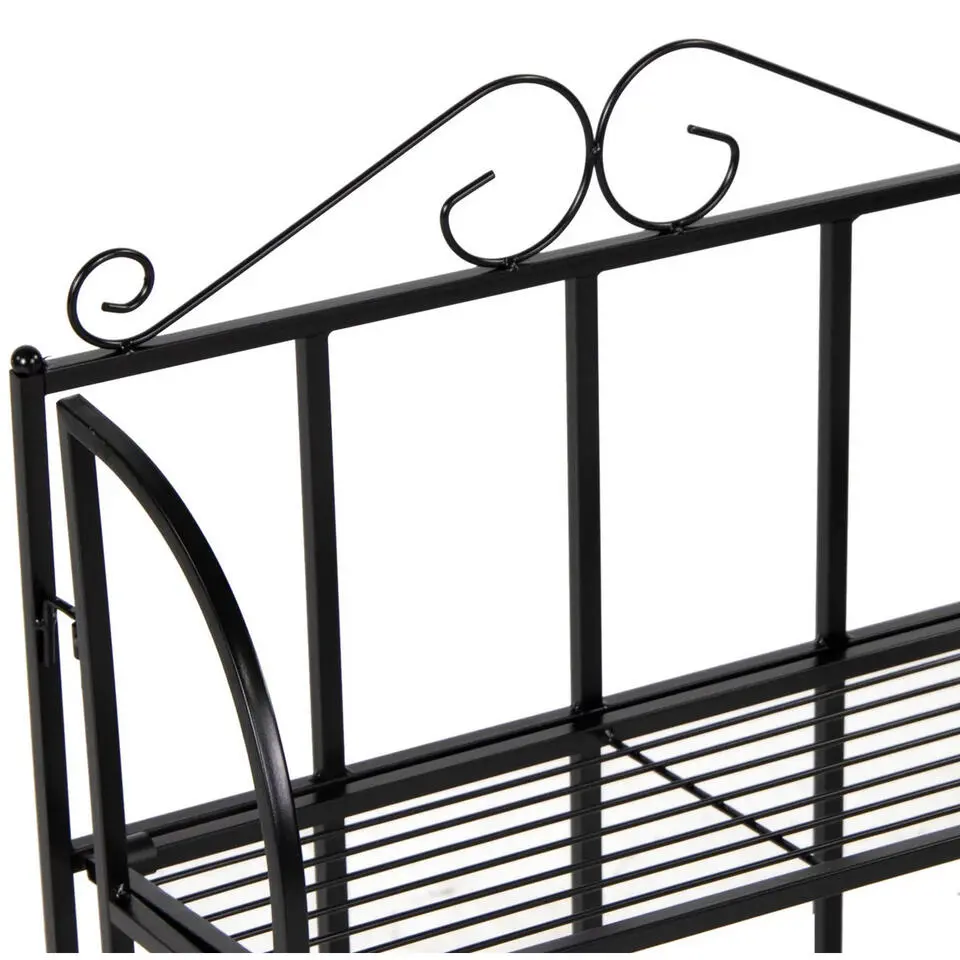 Mega Collection Plantenrek - zwart - metaal - 50x21x64cm