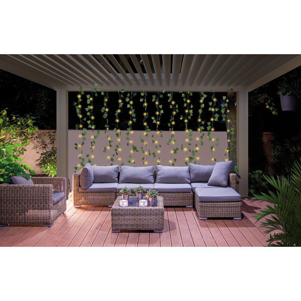 Guirlande extérieure solaire rideau feuillage lière 192LED 150x150cm
