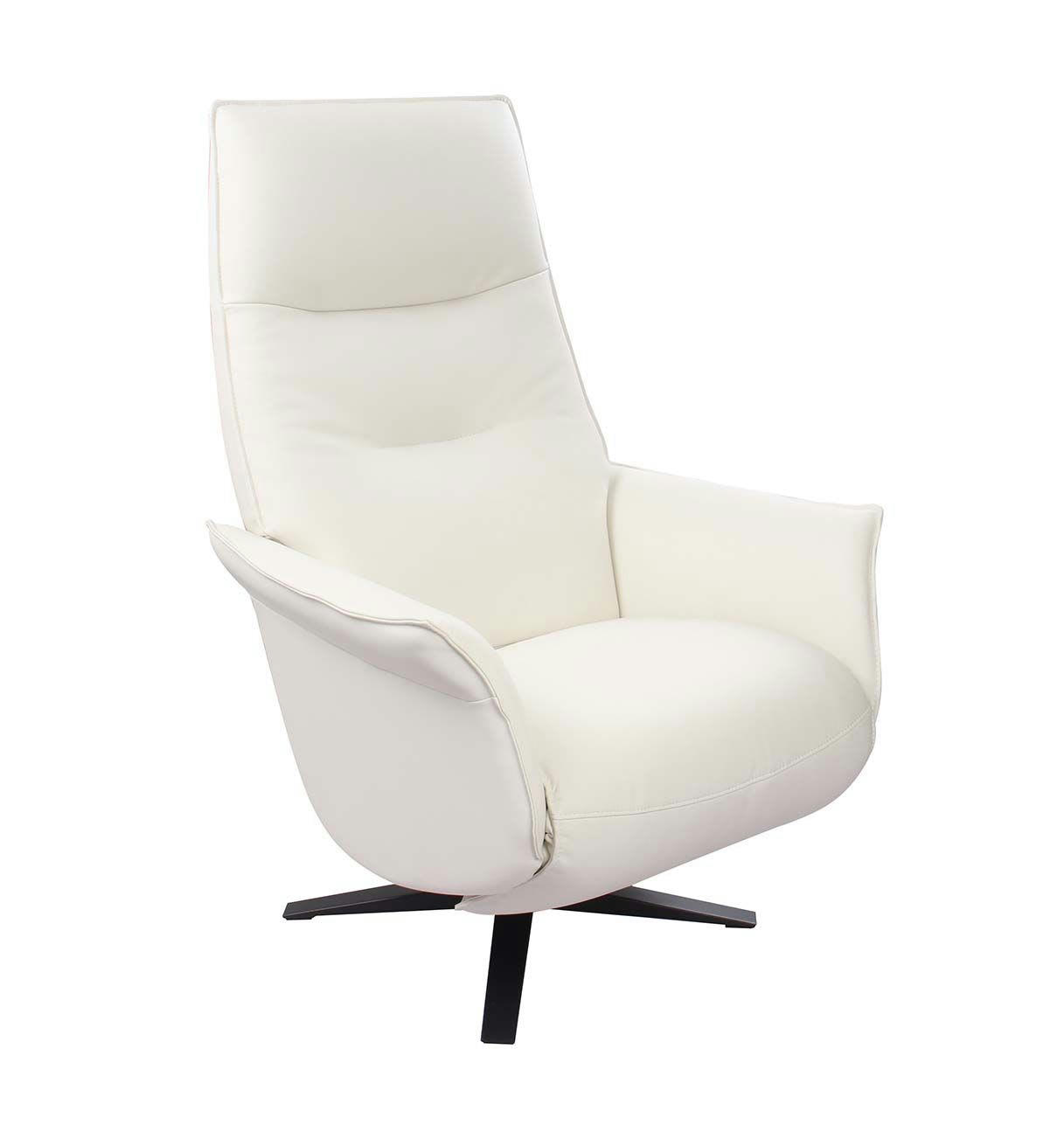 SATURNE - Fauteuil de Relaxation Manuel Design - Cuir Blanc