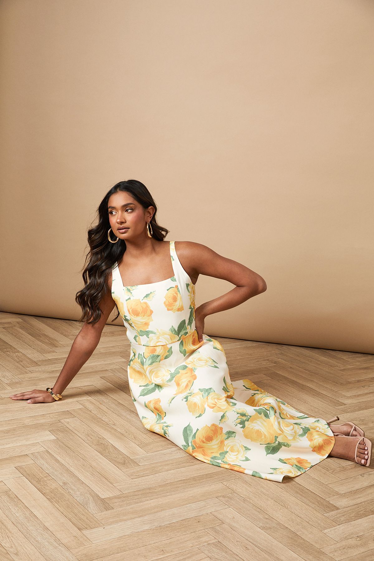 Oasis Floral Square Neck Maxi Dress