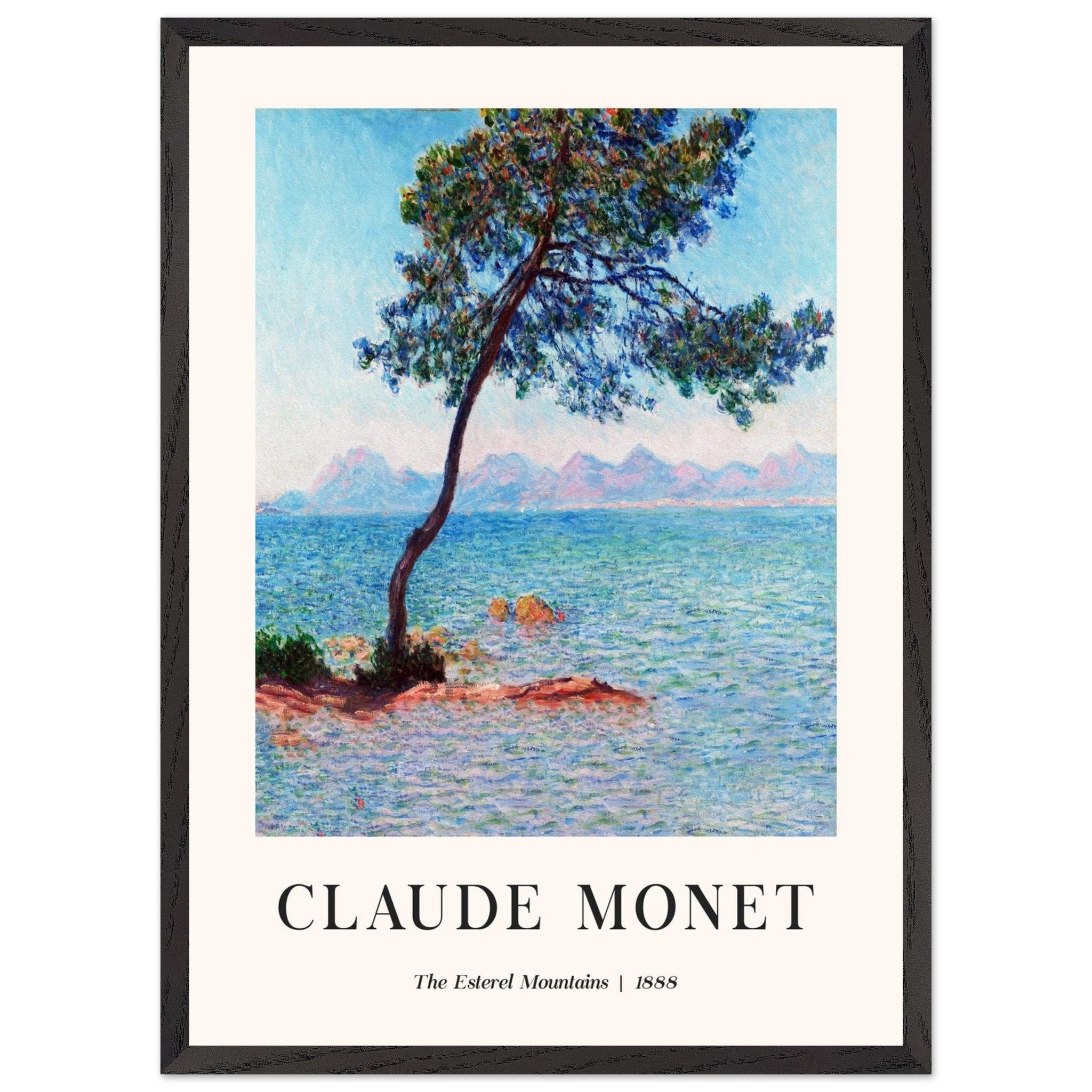 Artfulprints Poster met Lijst Claude Monet - The Esterel Mountains  - 50x70 cm - Turquoise