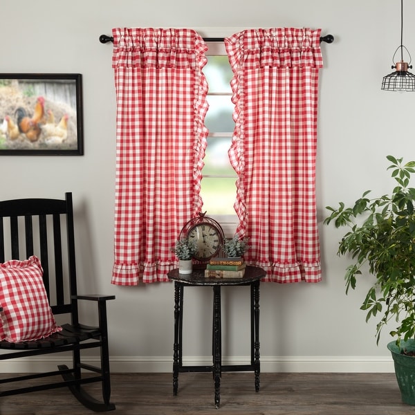 Annie Buffalo Check Ruffled Short Panel Set - Short Panel 63x36 - Short Panel 63x36