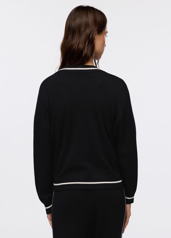 Cardigan con zip e strass