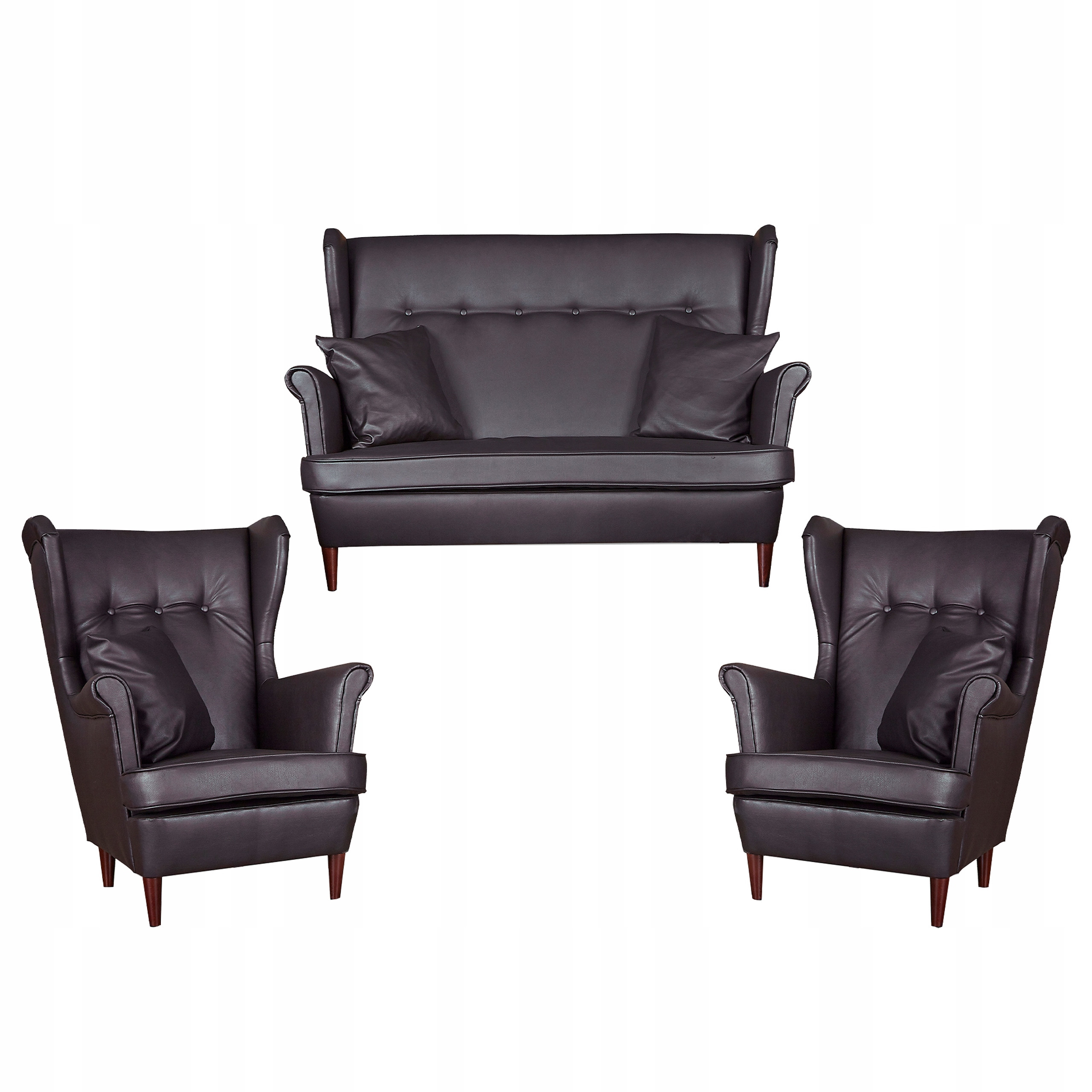 Zestaw wypoczynkowy uszak Eko skóra sofa fotele Family Meble