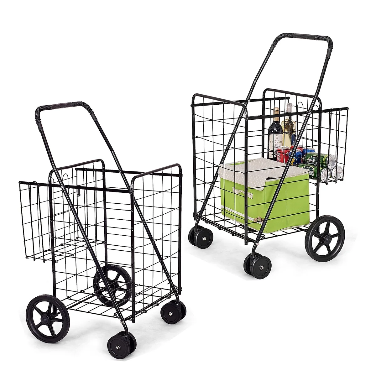 Utility Folding Easy-storage Shopping Cart with Swivel Wheels