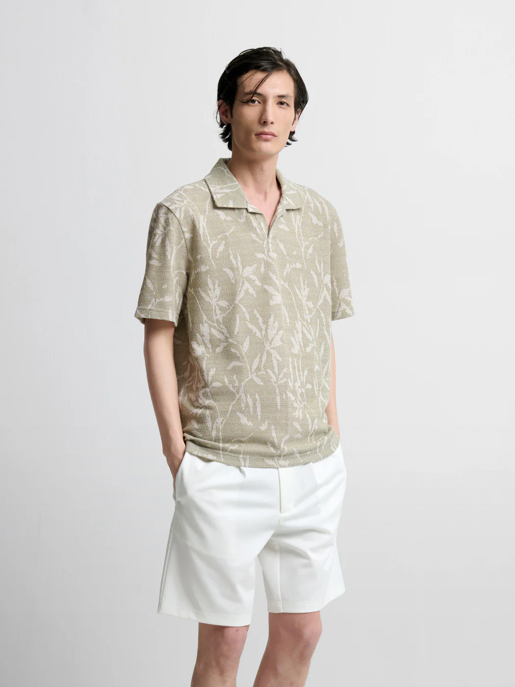 Polo col ouvert à motifs