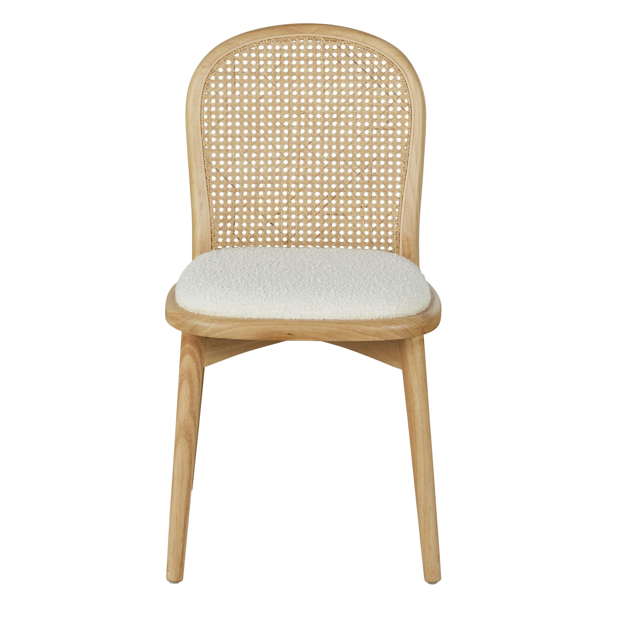 Malek Business - Chaises en tissu écru effet laine bouclée (x2)