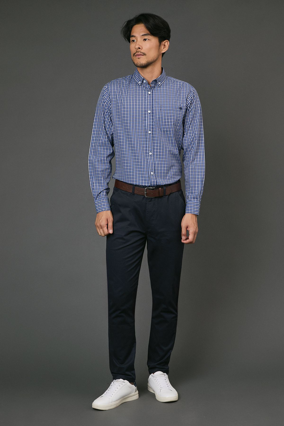 Maine Navy Sawyer Check Long Sleeve Shirt
