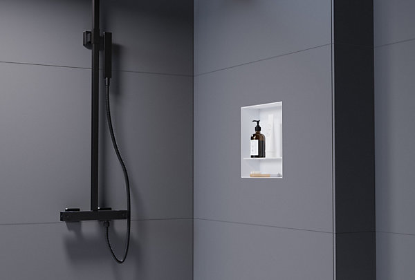 Niche murale de douche avec rebords, étagère encastrable douche acier inox avec compartiment - 30x30x10cm - NT303010X Blanc