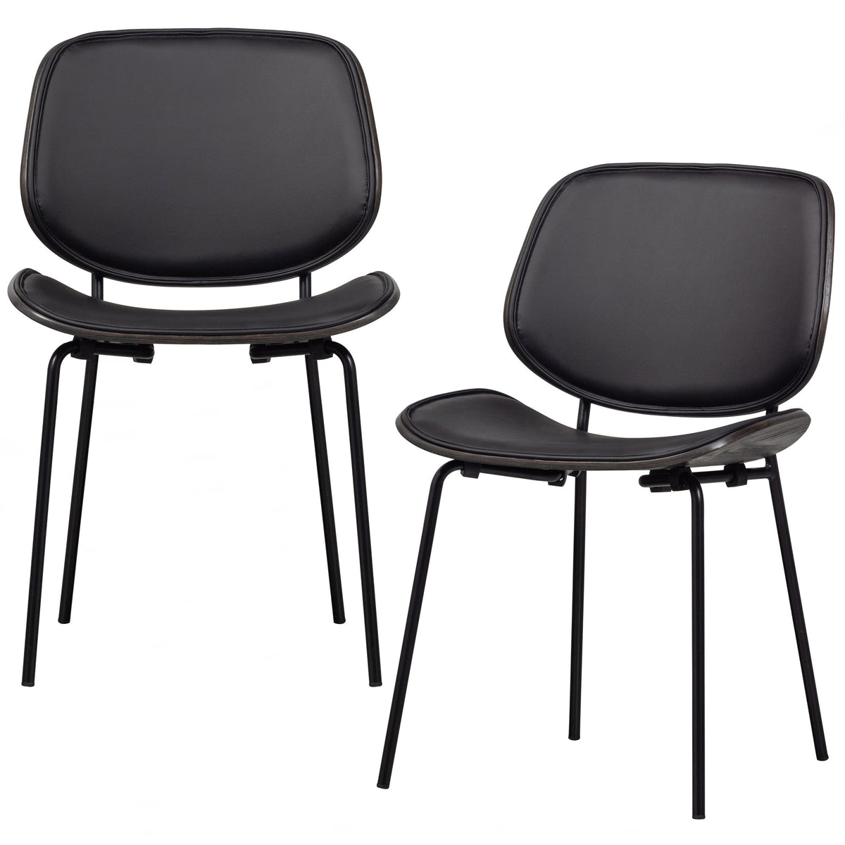 WOOOD eetkamerstoelen Close - Hout - Zwart - Set van 2