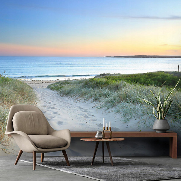 Papier Peint Plage Mer Nature Intissé Panoramique 150x105 cm - Colle Inclus - Chambre et Salon - Moderne Papier Peint