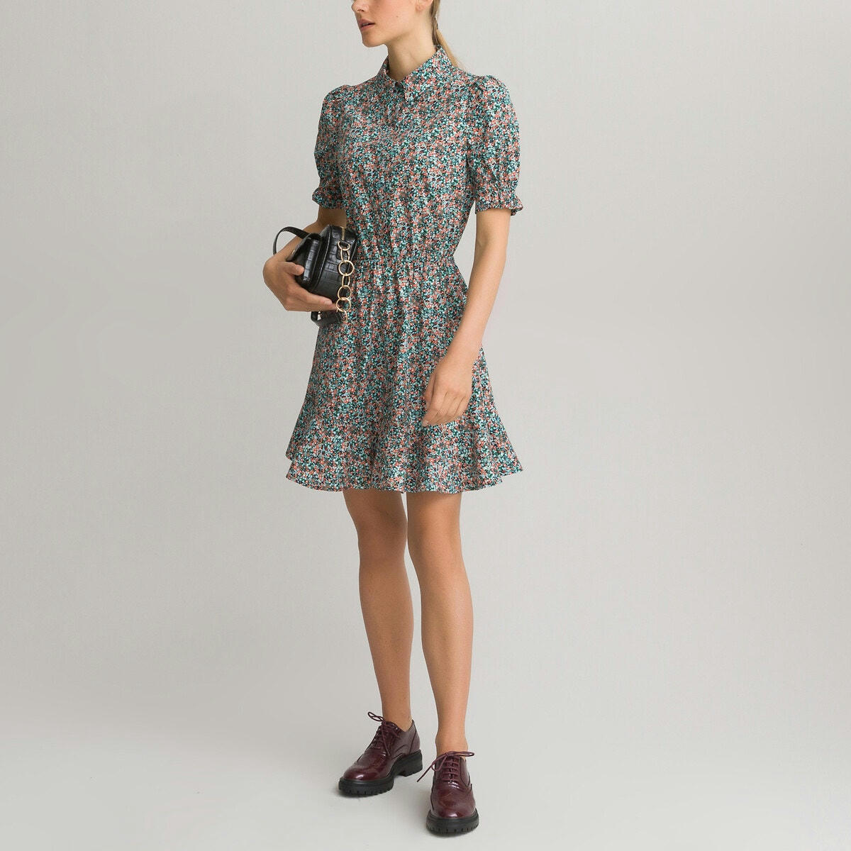 Robe courte imprimé floral, fabriquée en Europe
