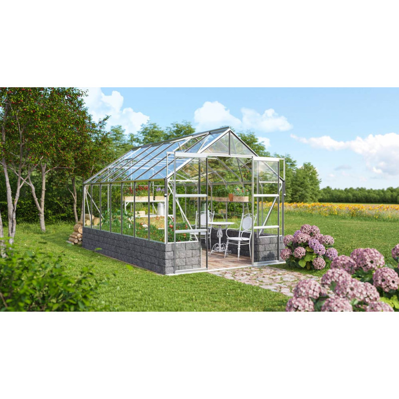 Serre en verre Cassandra aluminium anodisé 11,5 m² VITAVIA