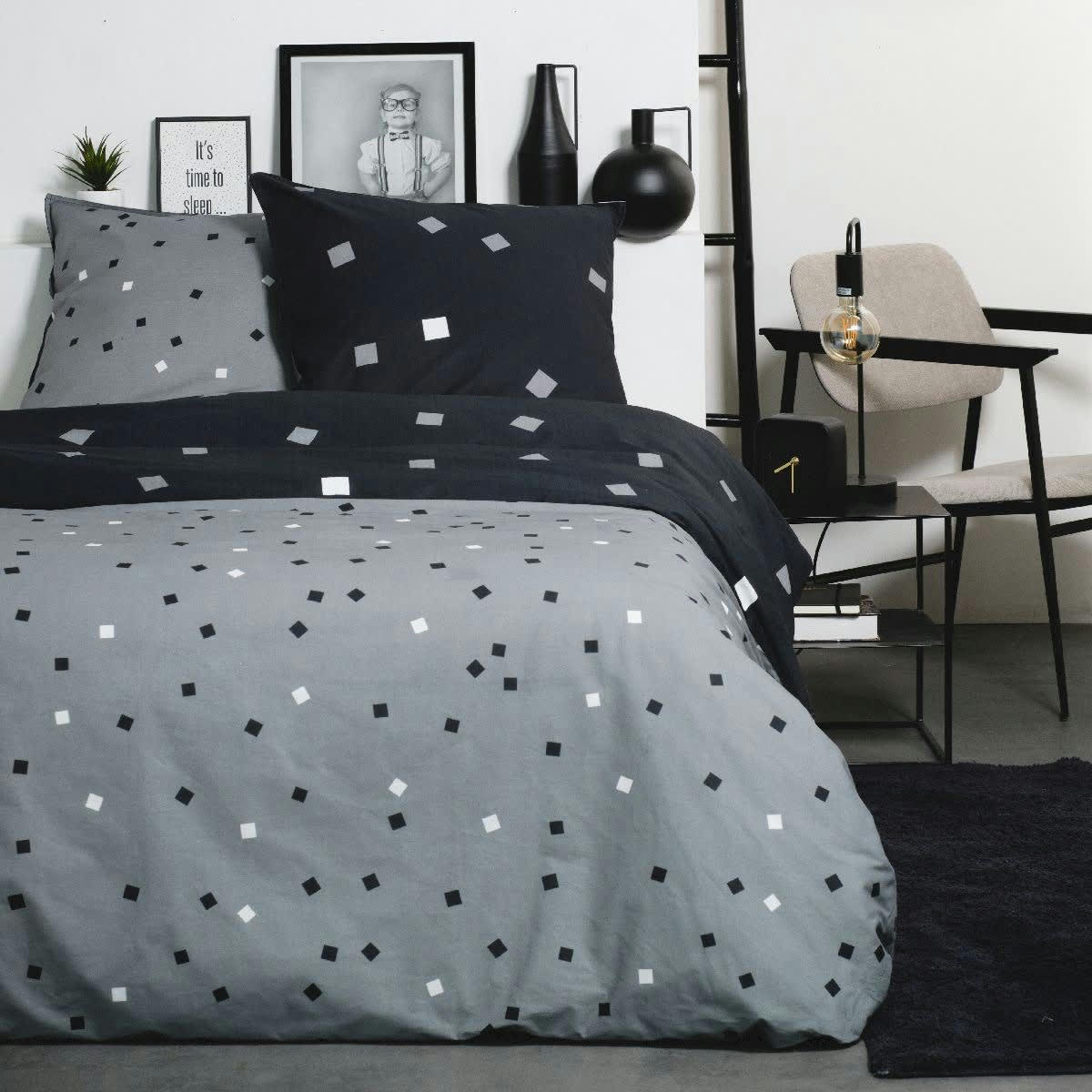 - Parure de lit en Coton Gris 260x240 cm