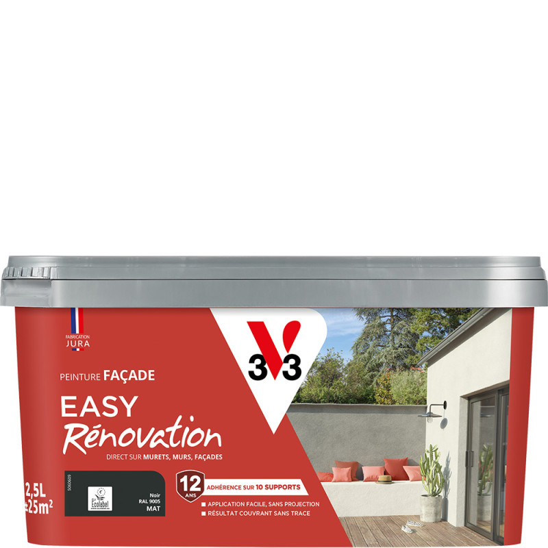 Peinture pour façade Easy Rénovation noir mat 2,5 L V33
