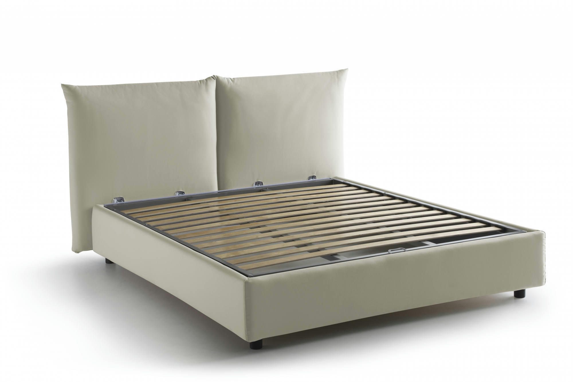 TIZIANA - Lit coffre 160x190 cm en tissu crème