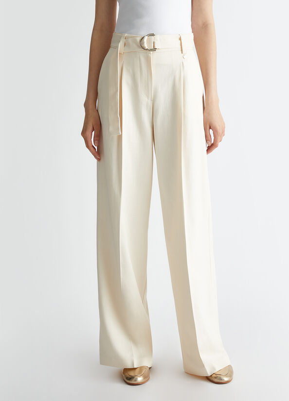 Pantalone a palazzo color avorio