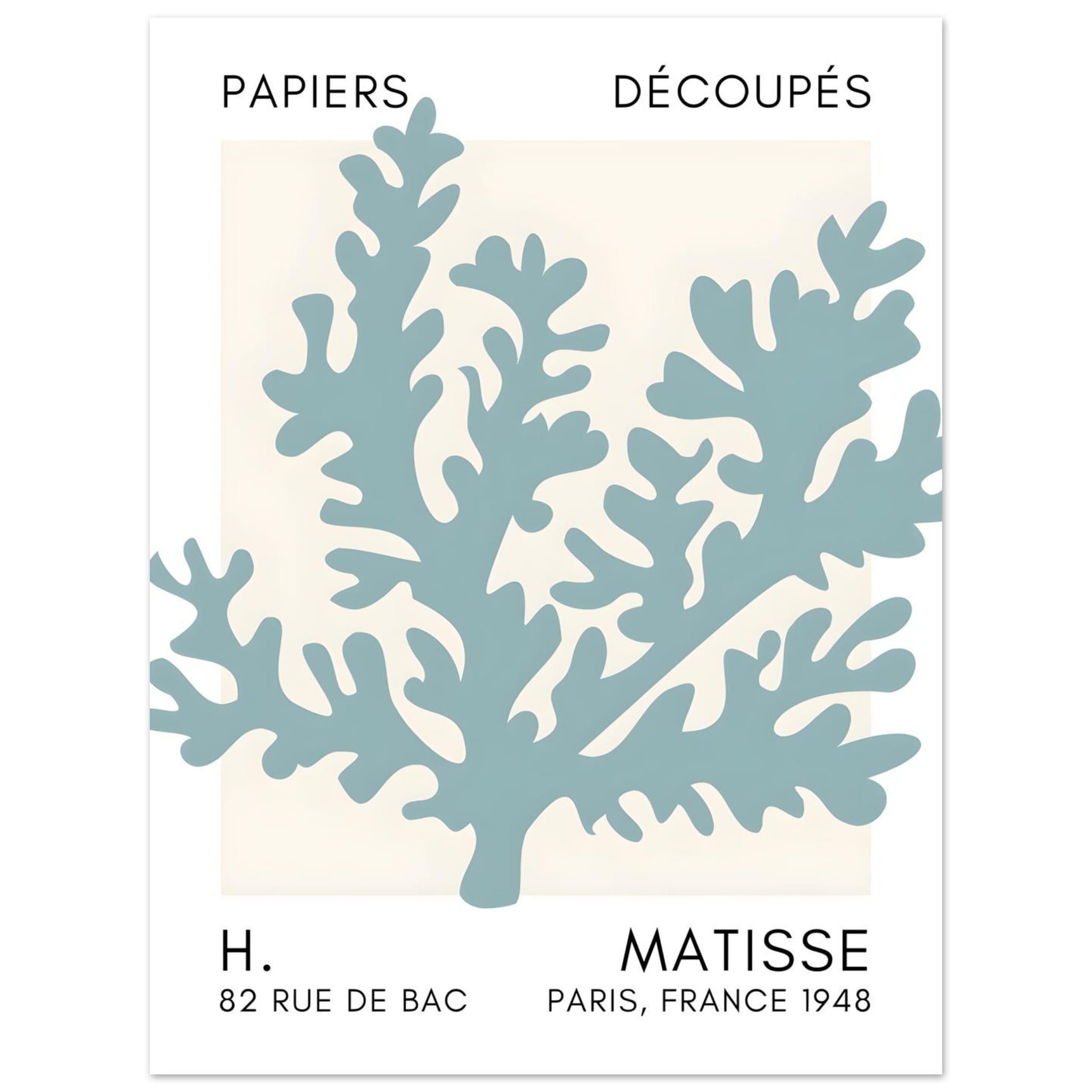 Artfulprints Poster Matisse – Aqua bloom turquoise  - 30x40 cm - Turquoise