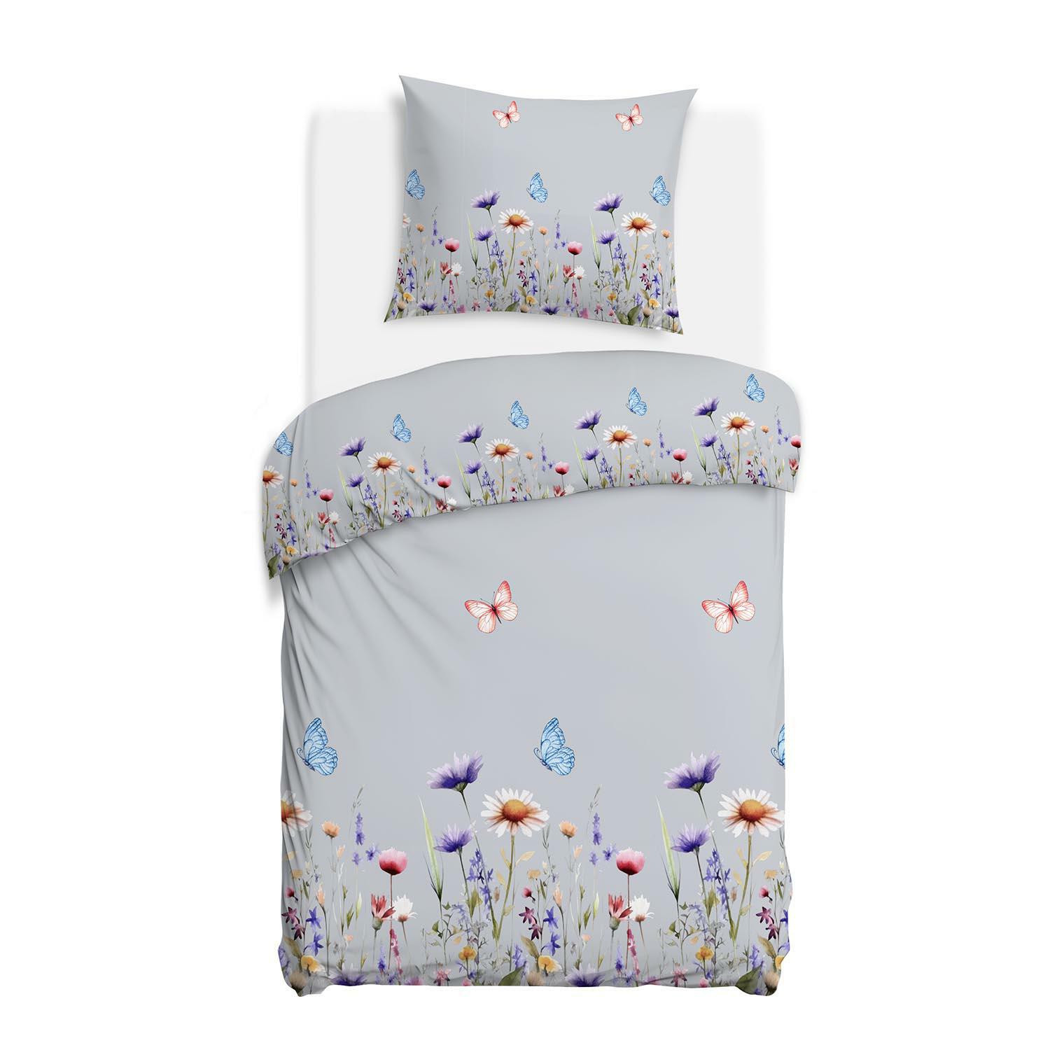 Pościel flanelowa Flanelove szara kolorowa 140x200