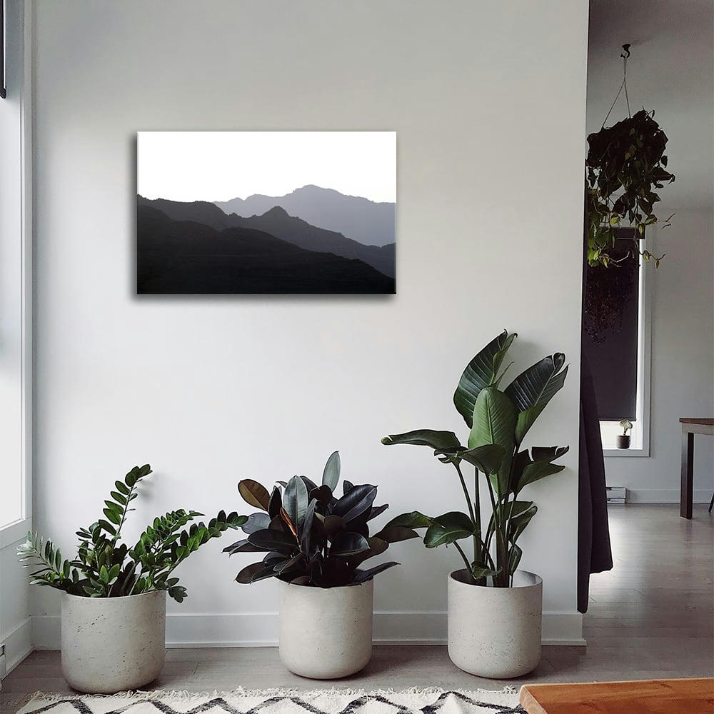- Tableau impression sur toile montagnes dans la brume 60x90cm