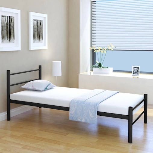 NNEVL Bed Frame Black Metal 106x203 cm King Single Size