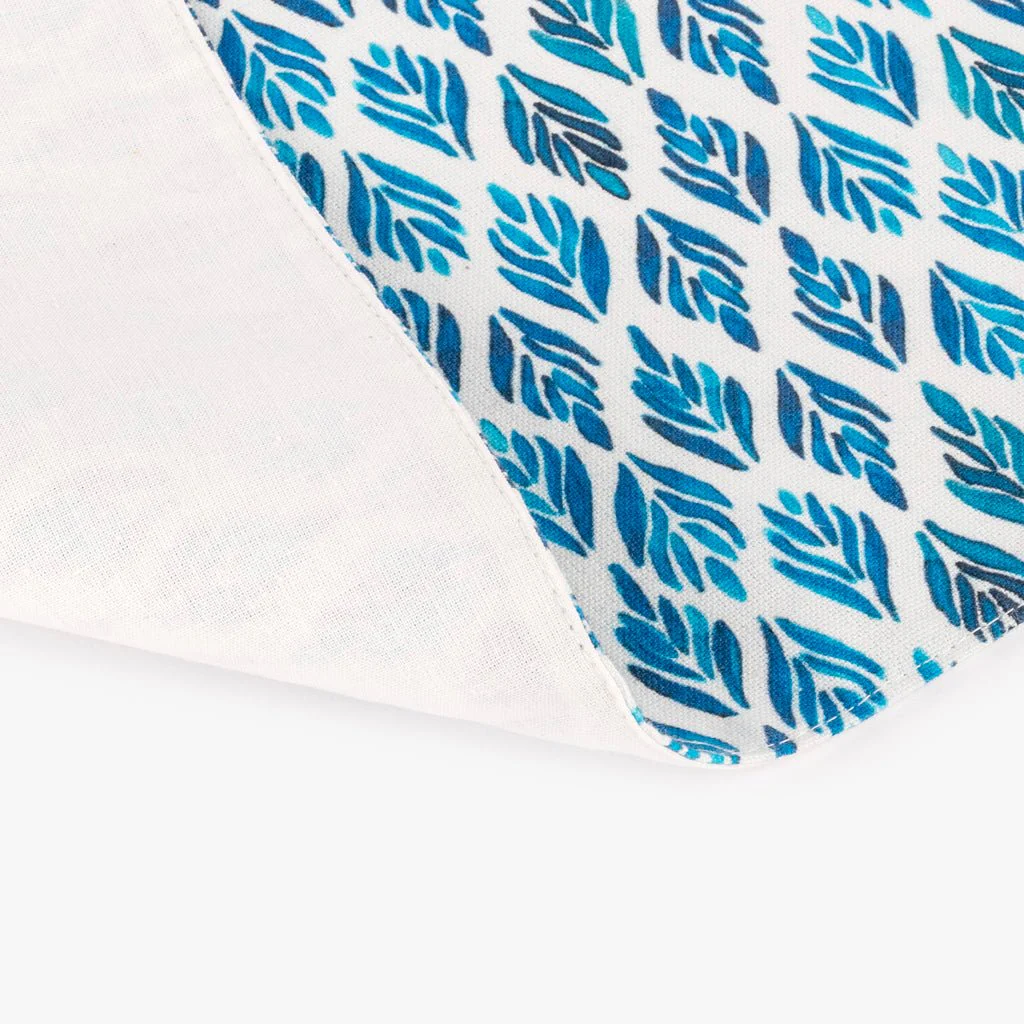 Individual de Algodão Retangular Folhas Azuis BLUE BIRD