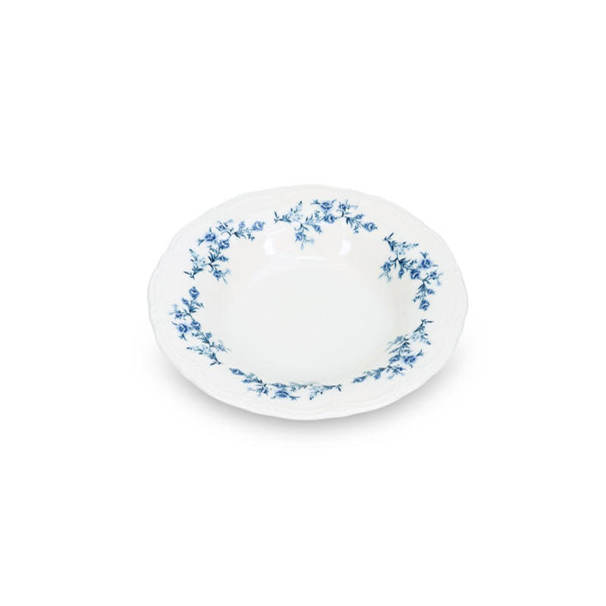 Bonbistro - Diep bord 23,5/14xH4cm blue flower Retro - Set van 6