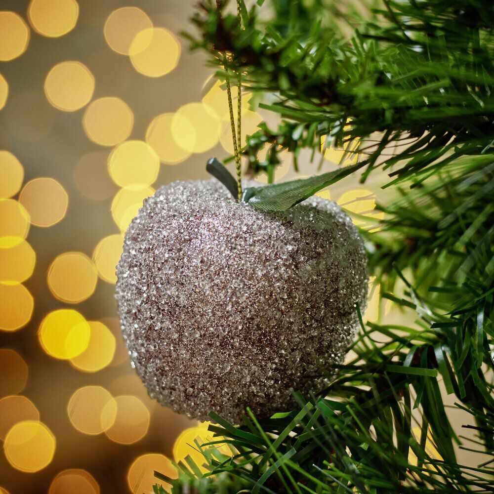 Décoration de No&euml;l à suspendre pomme givrée Ø6cm (3 modèles)
