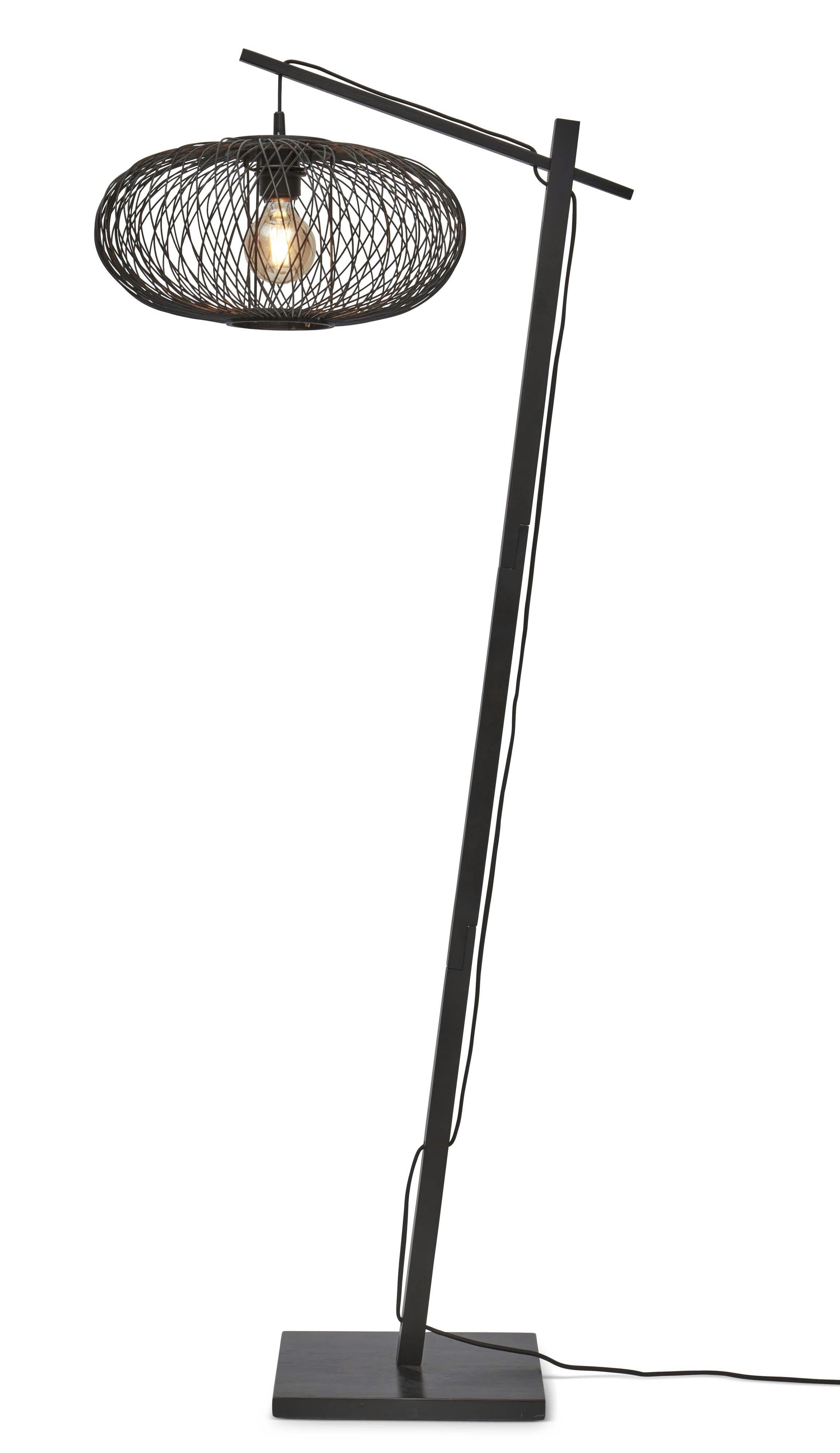 CANGO - Lampadaire bambou abat-jour bambou noir, h. 150cm