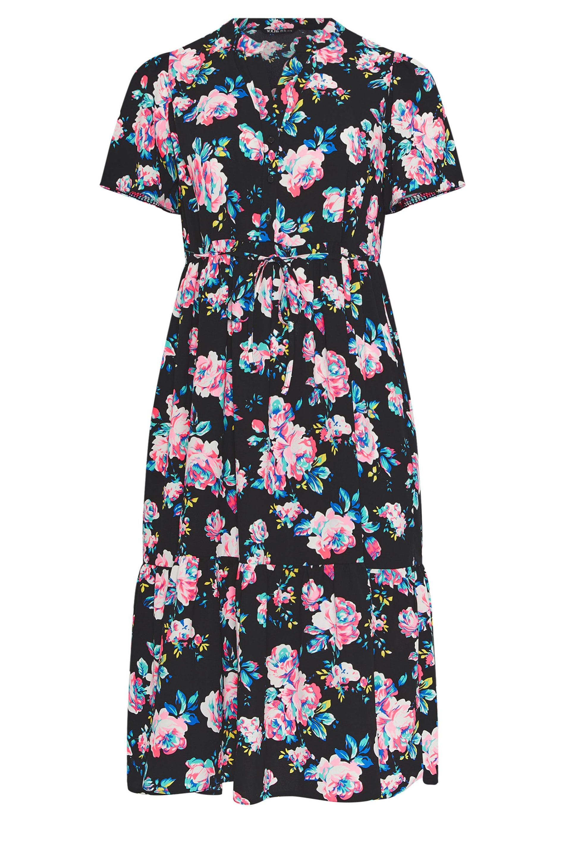 Yours Floral Half Placket Dress