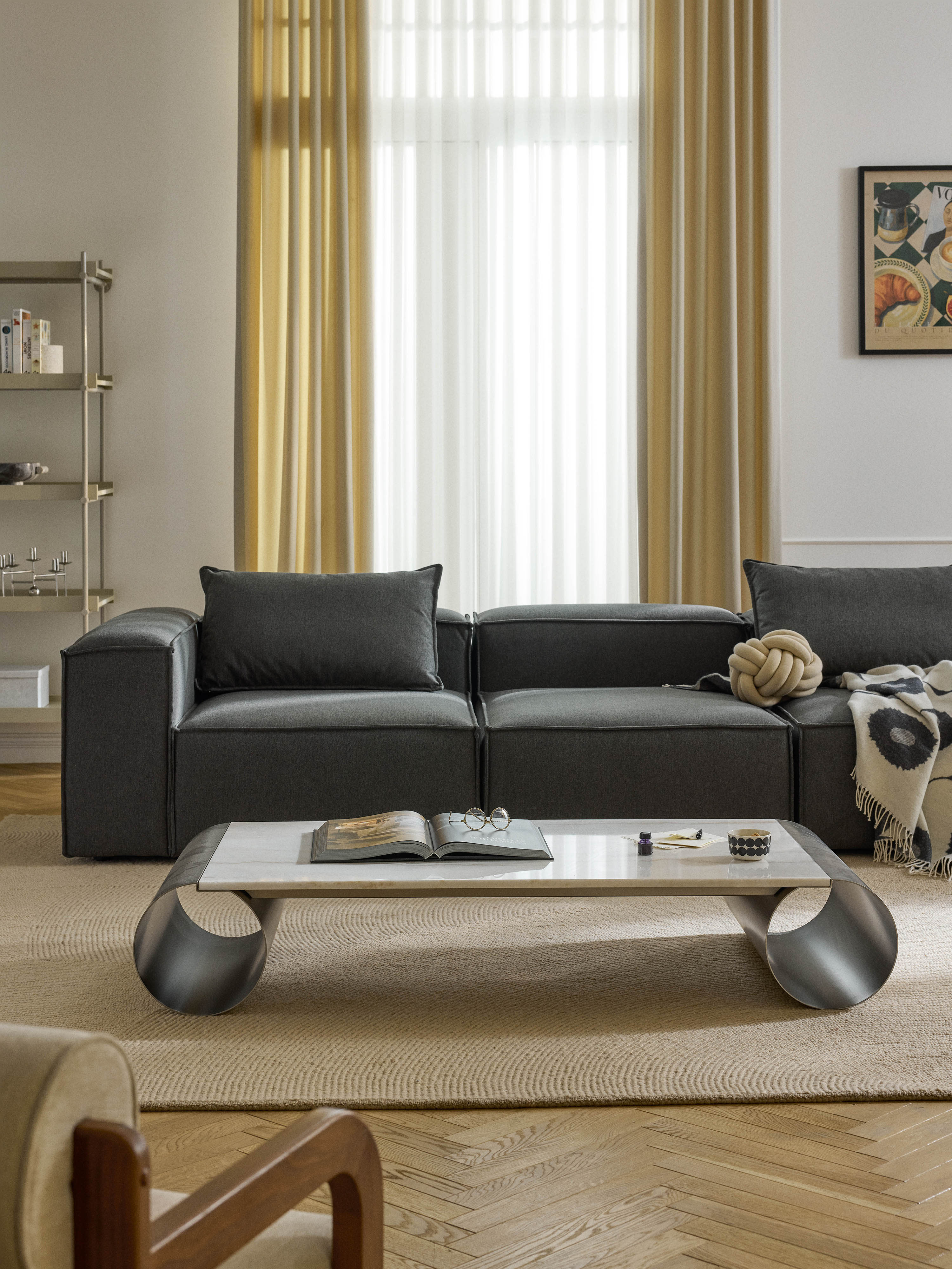 XL-Couchtisch Blaze mit Marmorplatte, B 160 cm