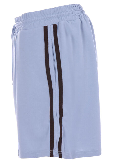 Womens Blue Side Stripe Shorts