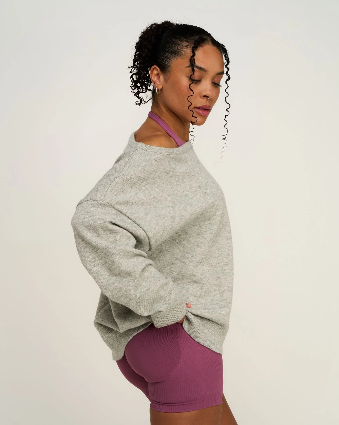 The Essential Collection Off The Shoulder Wool Blend Sweater | Grey Melange