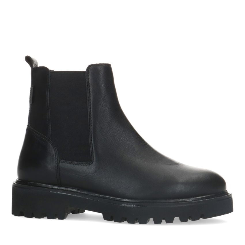Manfield Zwarte leren chelsea boots